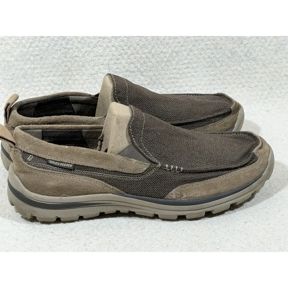 Skechers Relaxed Fit Loafers Mens 11 Brown Slip On Comfort Casual Travel‎